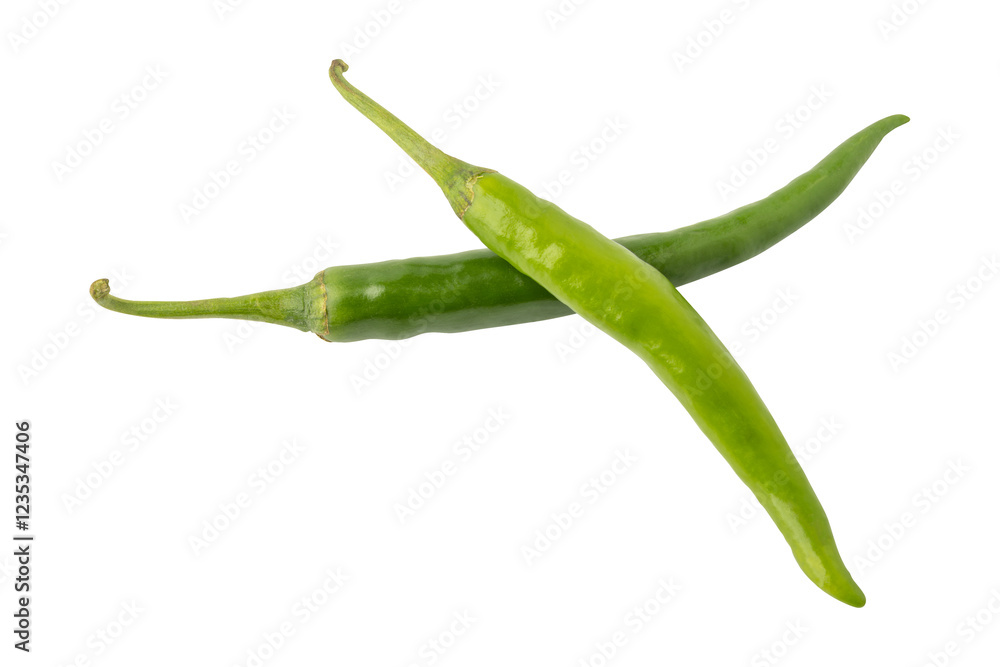 Fresh green chili peppers isolated on transparent background Fresh green chili peppers isolated on transparent background