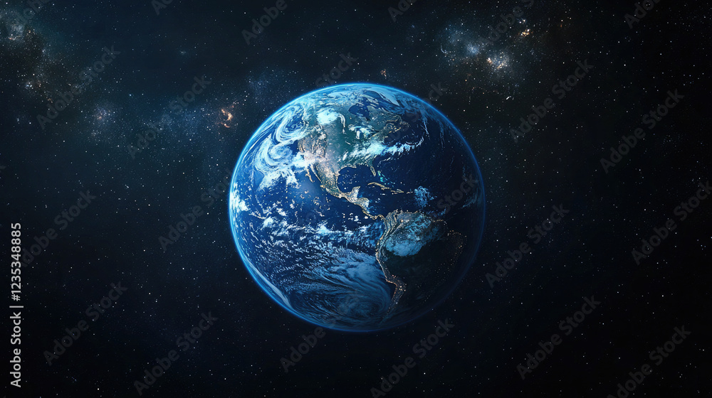 Fototapeta premium Glowing Digital Earth with Illuminated Network on a Dark Background