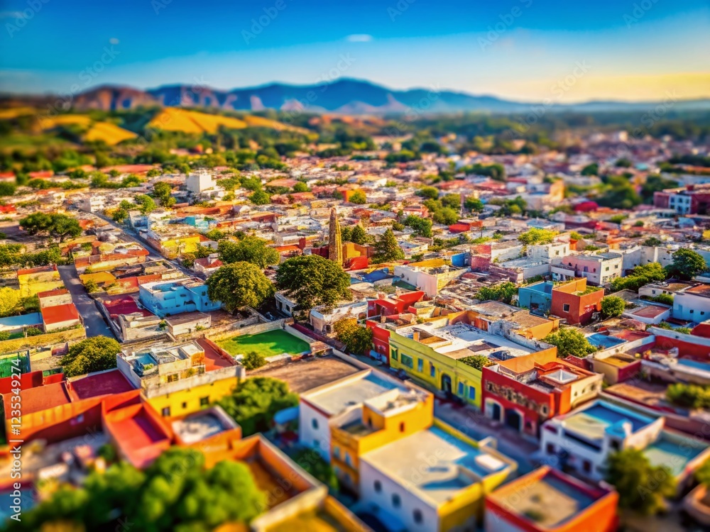 Naklejka premium Sinaloa Mexico Cityscape: Aerial Tilt-Shift View of Major Urban Areas