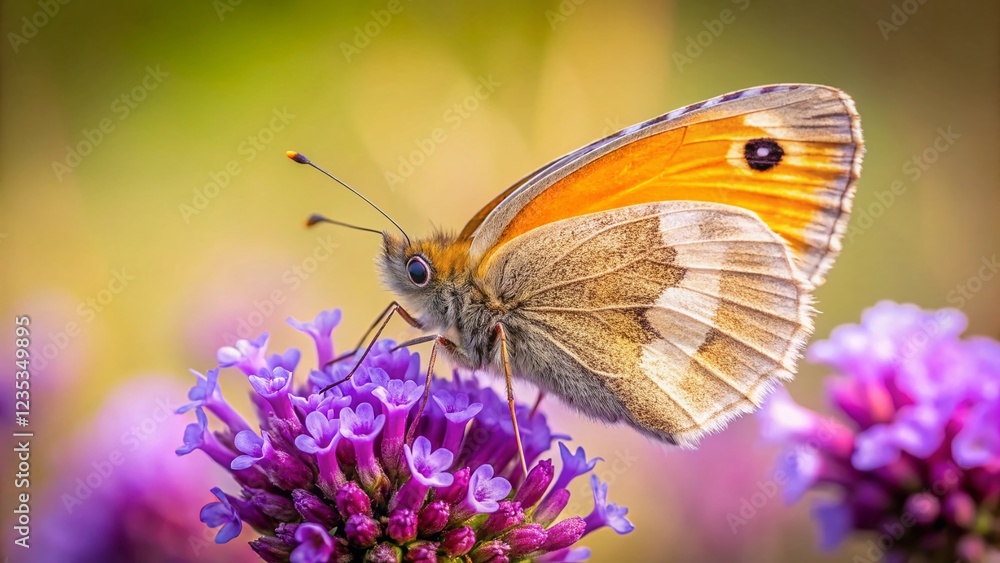 Small Heath Butterfly on Purple Flower with Copy Space Small Heath Butterfly on Purple Flower with Copy Space