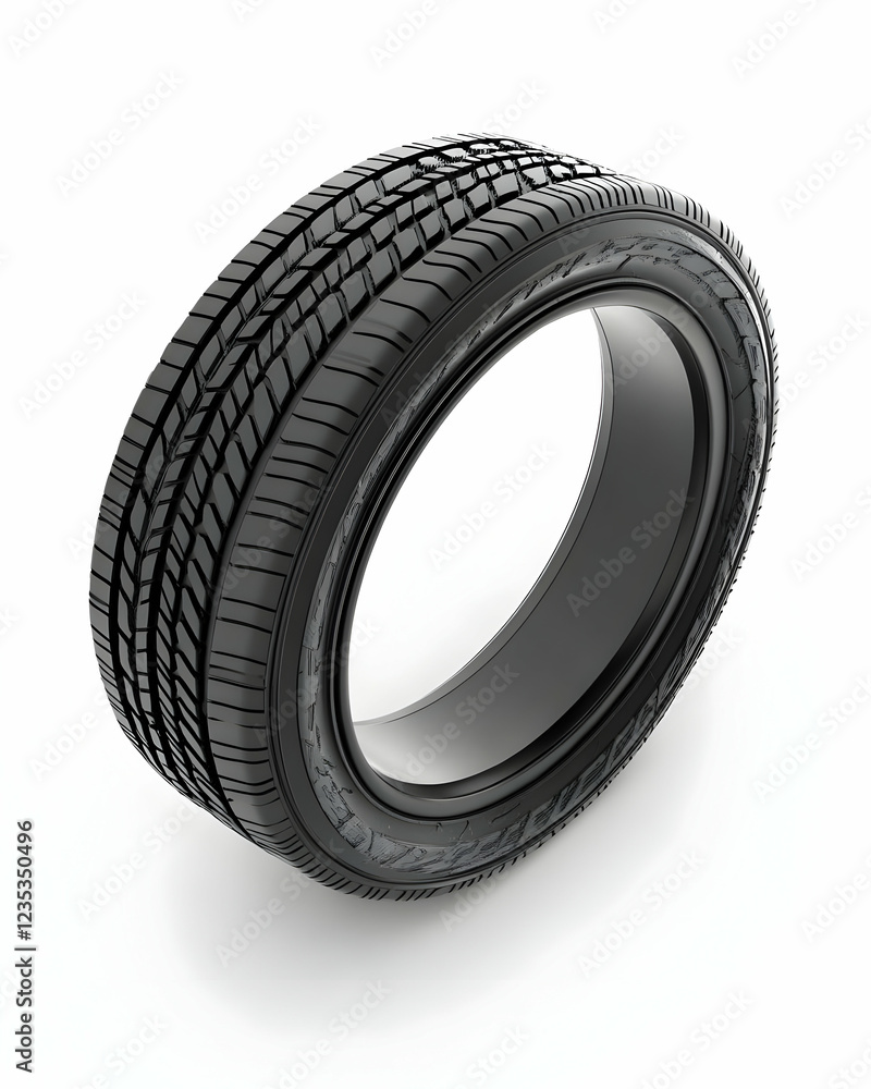 3D Render of a Black Car Tire, Detailed Tread Pattern, Automotive Part Illustration 3D Render of a Black Car Tire, Detailed Tread Pattern, Automotive Part Illustration
