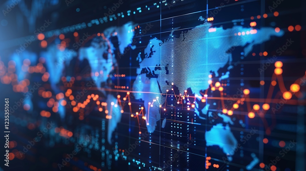 Global data network and technology concepts visualized on a detailed world map with connections data visualization and digital communication symbols Global data network and technology concepts visualized on a detailed world map with connections data visualization and digital communication symbols
