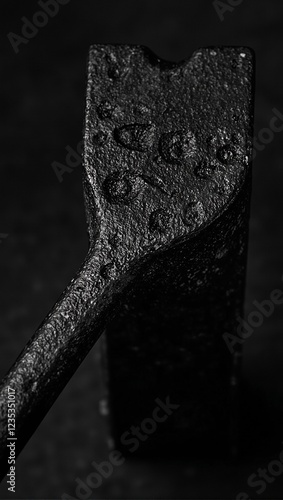 Hand forged iron close up with visible hammer marks exuding strength and craftsmanship photo