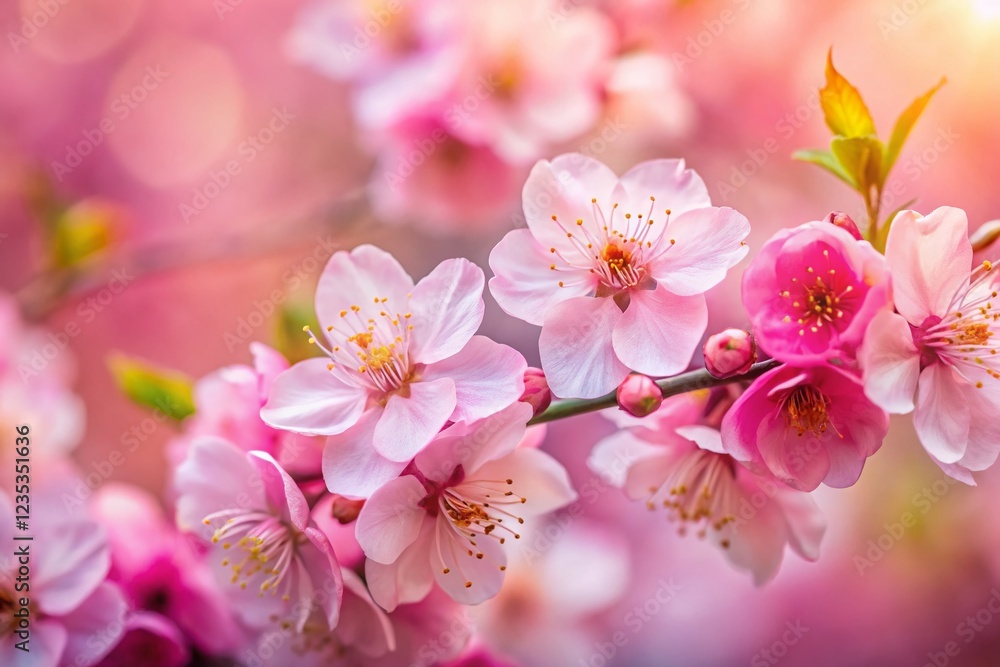 Spring Floral Macro Close-Up: Delicate Pink Blossoms for Stationery Design Spring Floral Macro Close-Up: Delicate Pink Blossoms for Stationery Design