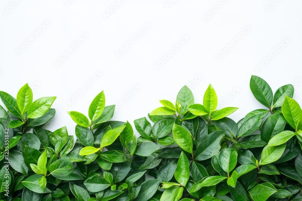 Vibrant Green Tropical Foliage on White Canvas Vibrant Green Tropical Foliage on White Canvas
