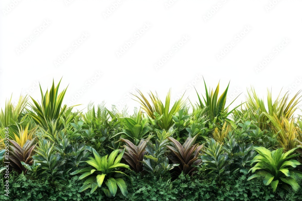 Fresh Green Tropical Plants with Minimalistic White Backdrop Fresh Green Tropical Plants with Minimalistic White Backdrop
