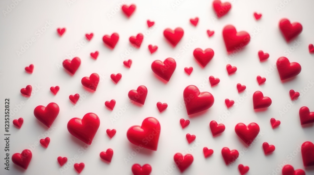 Small Red Hearts in 3D Isolated on White Background Small Red Hearts in 3D Isolated on White Background