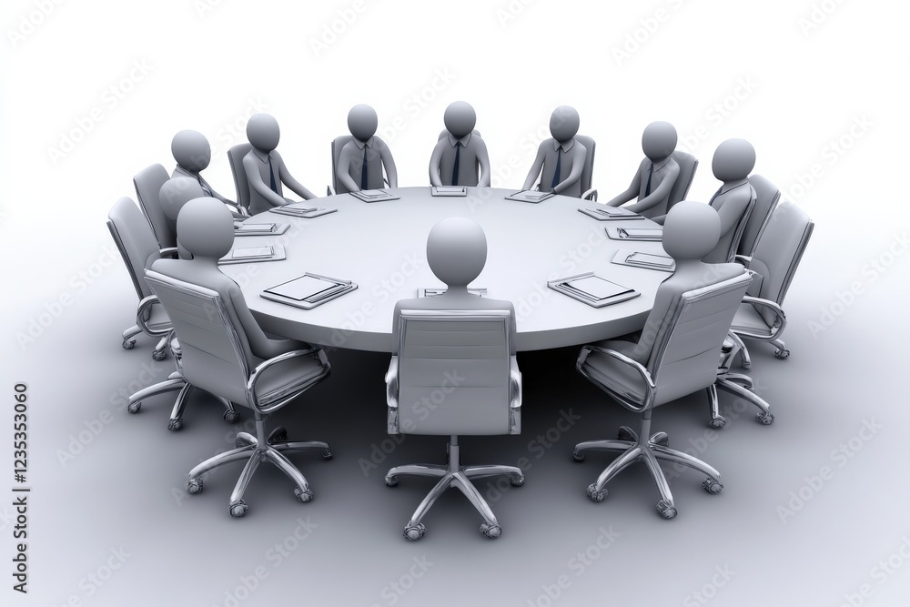3D Render of Diverse Team in Business Meeting Discussing Ideas on Isolated Background 3D Render of Diverse Team in Business Meeting Discussing Ideas on Isolated Background