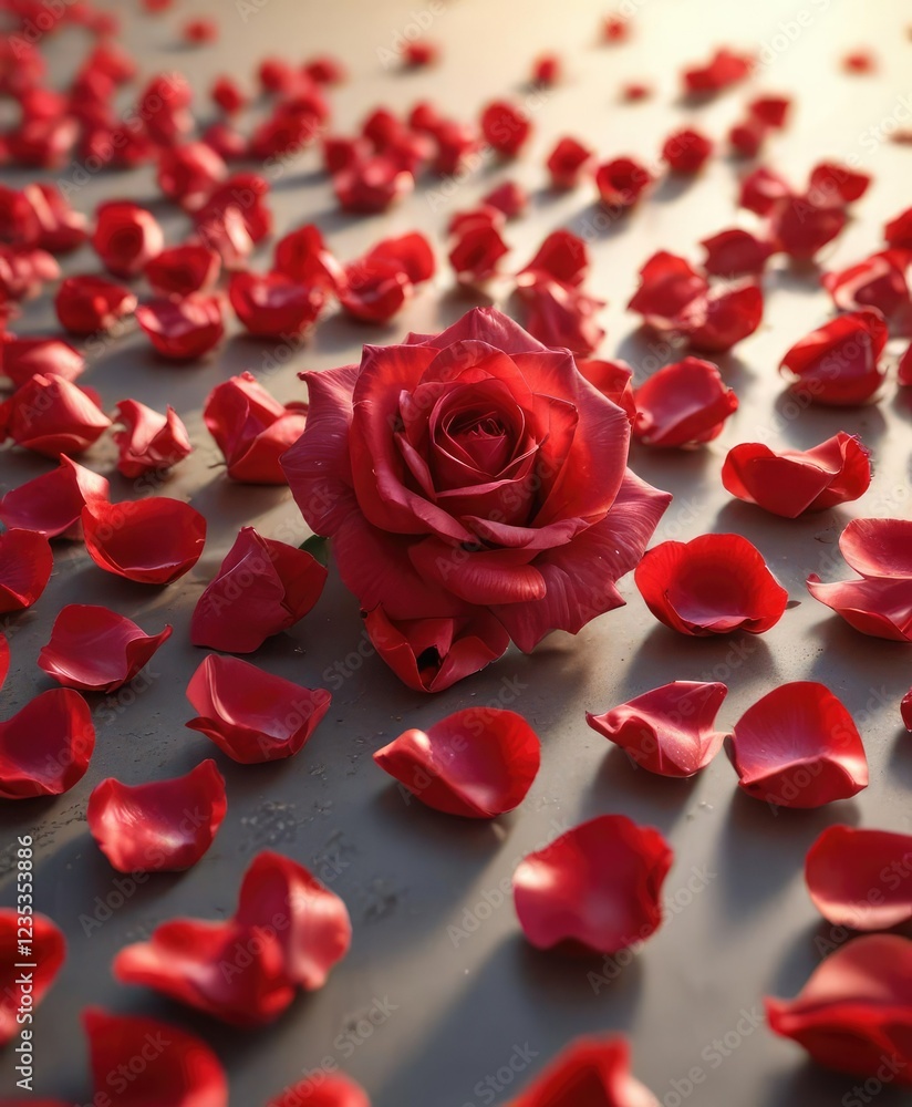 delicate red rose petals unfolding in warm sunlight, blooming flowers, beauty delicate red rose petals unfolding in warm sunlight, blooming flowers, beauty