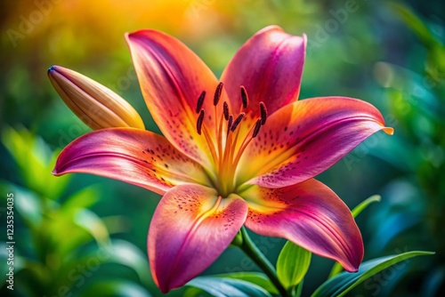 Stunning Lily Blooms: Vibrant Close-up of a Herbaceous Lily Flower
