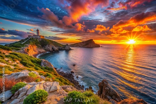 Stunning Sunset over Cap Taillat, French Riviera Coastline