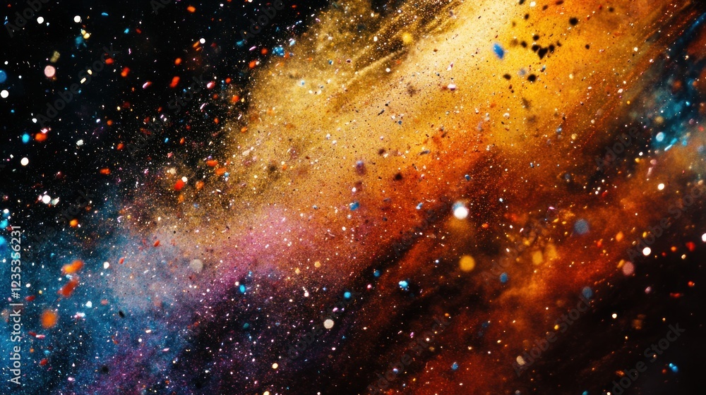 Fototapeta premium A Cosmic Swirl of Colorful Dust and Glitter