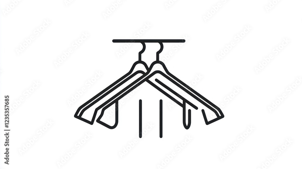 Two Clothes Hangers Hanging Empty Closet Two Clothes Hangers Hanging Empty Closet