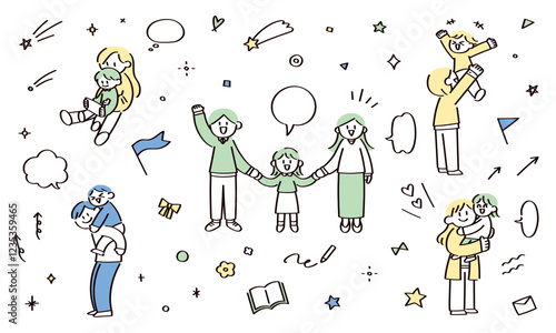 親子のイラストセット