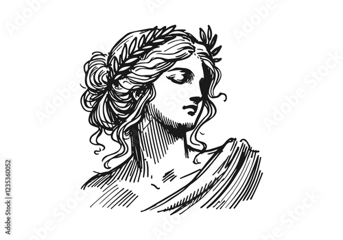 Greek Goddess Aphrodite hand drawn sketch vector