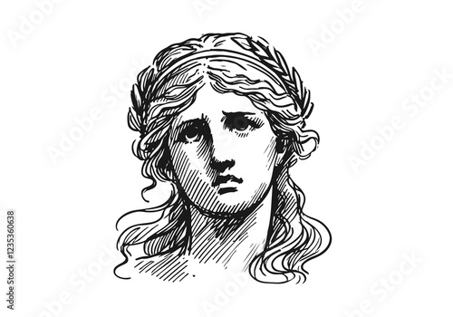 Greek Goddess Aphrodite hand drawn sketch vector