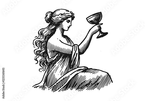 Greek Goddess Aphrodite hand drawn sketch vector