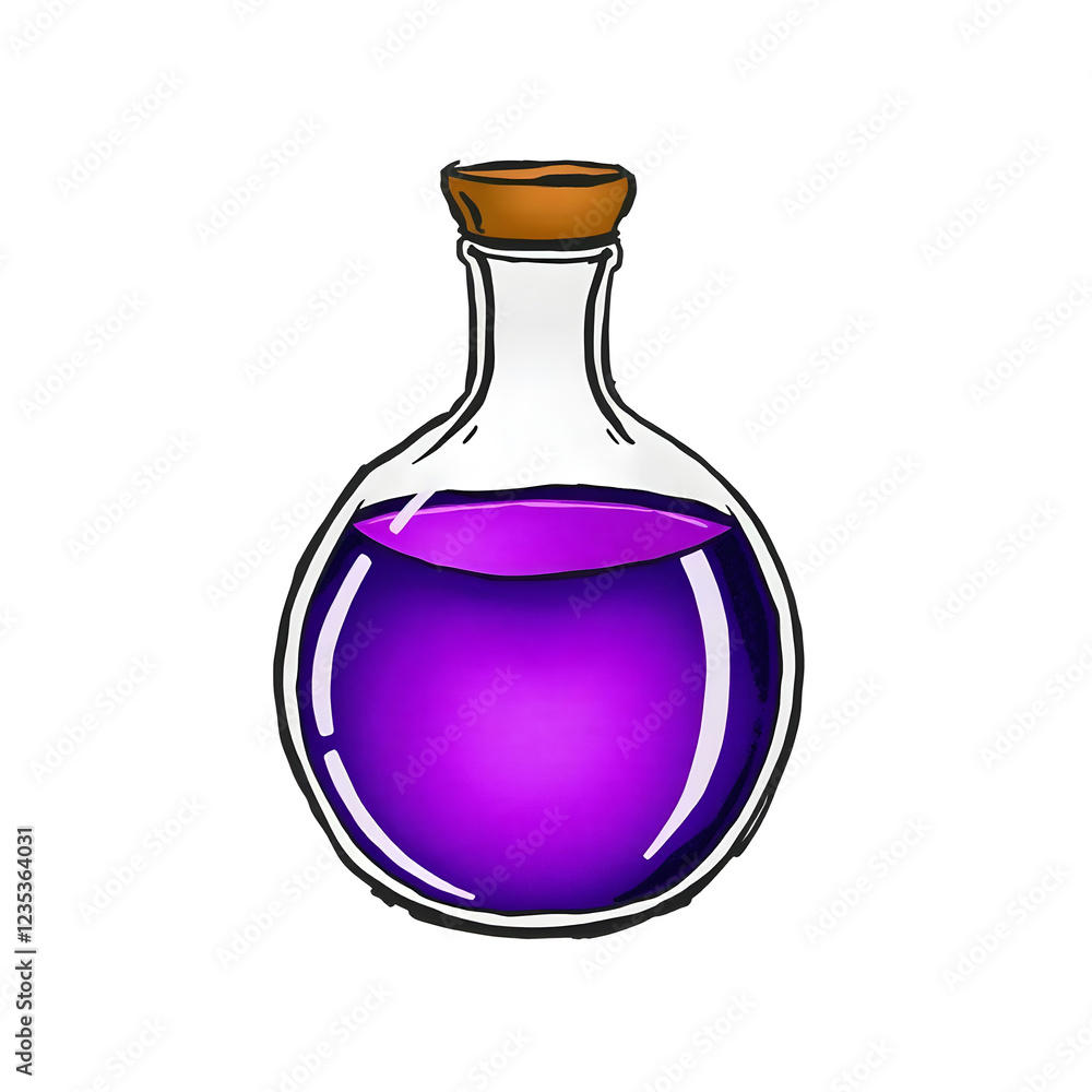 Vector Purple Magic Potion Bottle for Fantasy Game Vector Purple Magic Potion Bottle for Fantasy Game