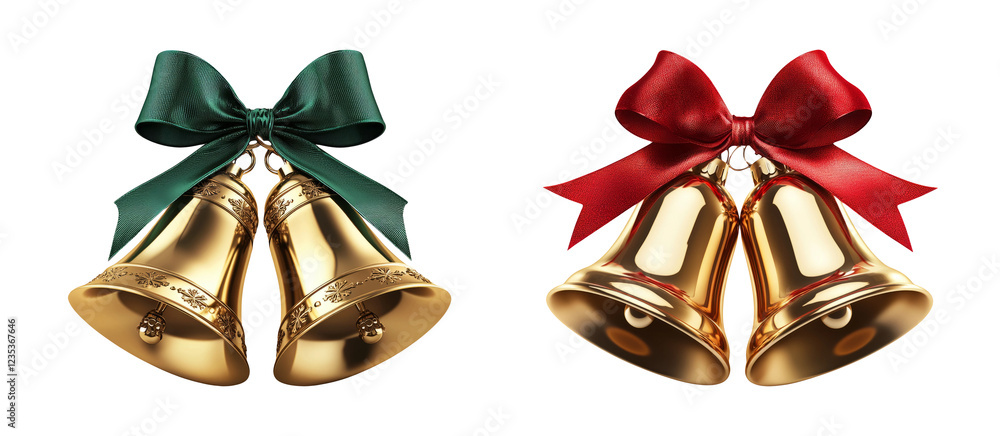 Elegant Golden Bells with Holiday Ribbons Elegant Golden Bells with Holiday Ribbons