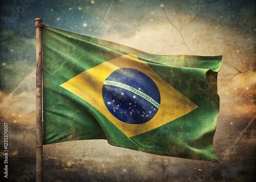 Vintage Waving Flag of Sao Paulo photo