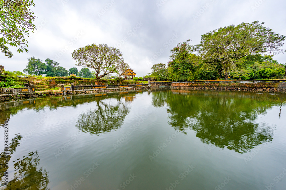 Obraz premium Hue - Vietnam. December 08, 2015. Imperial Enclosure Top choice historic site in Hue, Vietnam. Dai Noi Palace Complex of Hue Monuments. The place that leads to the palaces of kings, is the official 