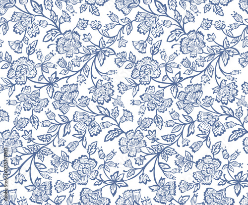 Boho Floral repeat pattern, Jacobean,Floral Block print , Flower damask, floral vector file