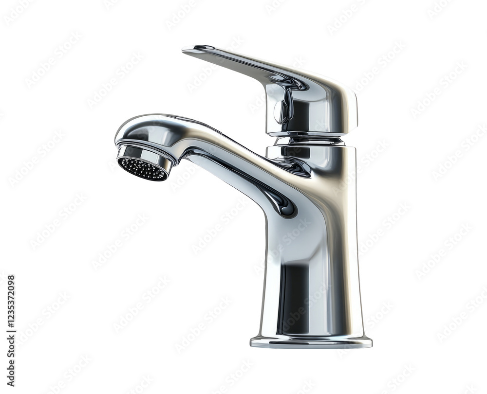 Modern Chrome Faucet on Transparent Background Modern Chrome Faucet on Transparent Background