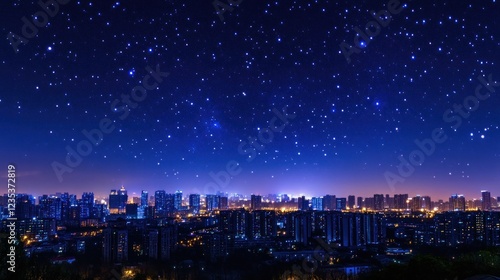 Wallpaper Mural Nighttime cityscape with a starry sky above Torontodigital.ca