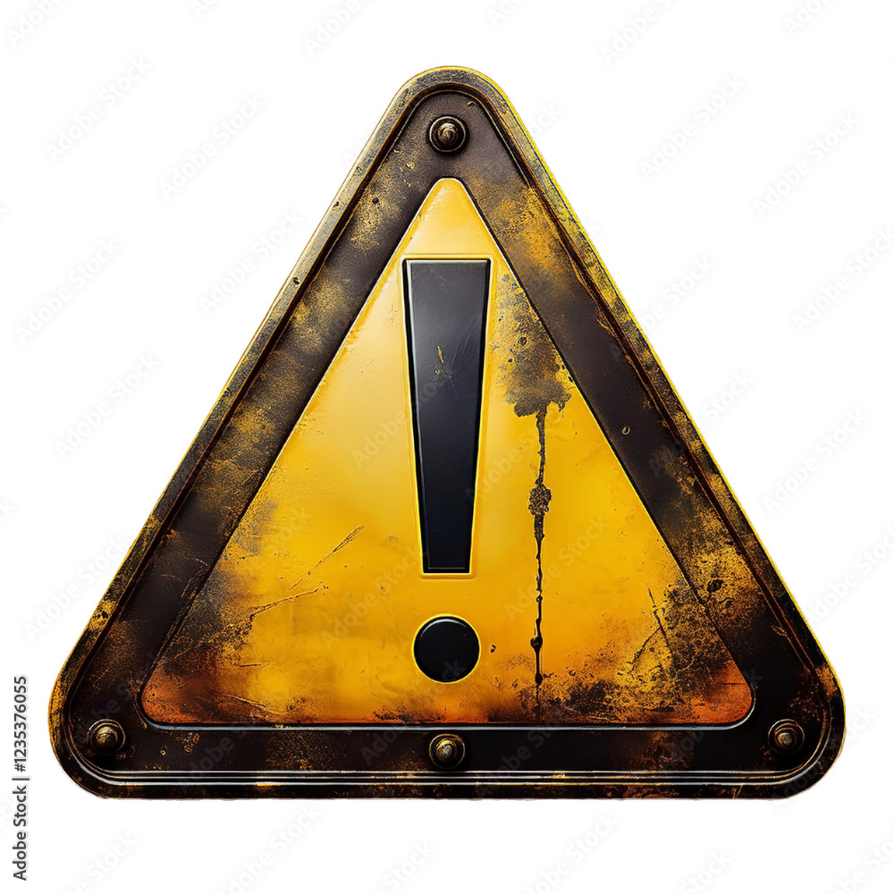 rusty and dirty exclamation danger sign