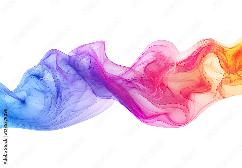 Obraz premium Colorful Smoke Waves on Transparent Background