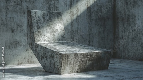 A Rough Concrete Chair in a Minimalist Interior