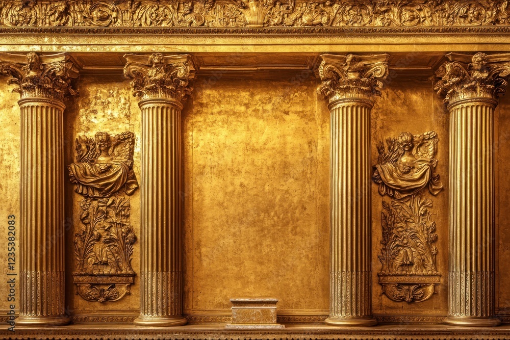 Obraz premium Golden Architectural Masterpiece: Gilded Columns and Intricate Carvings