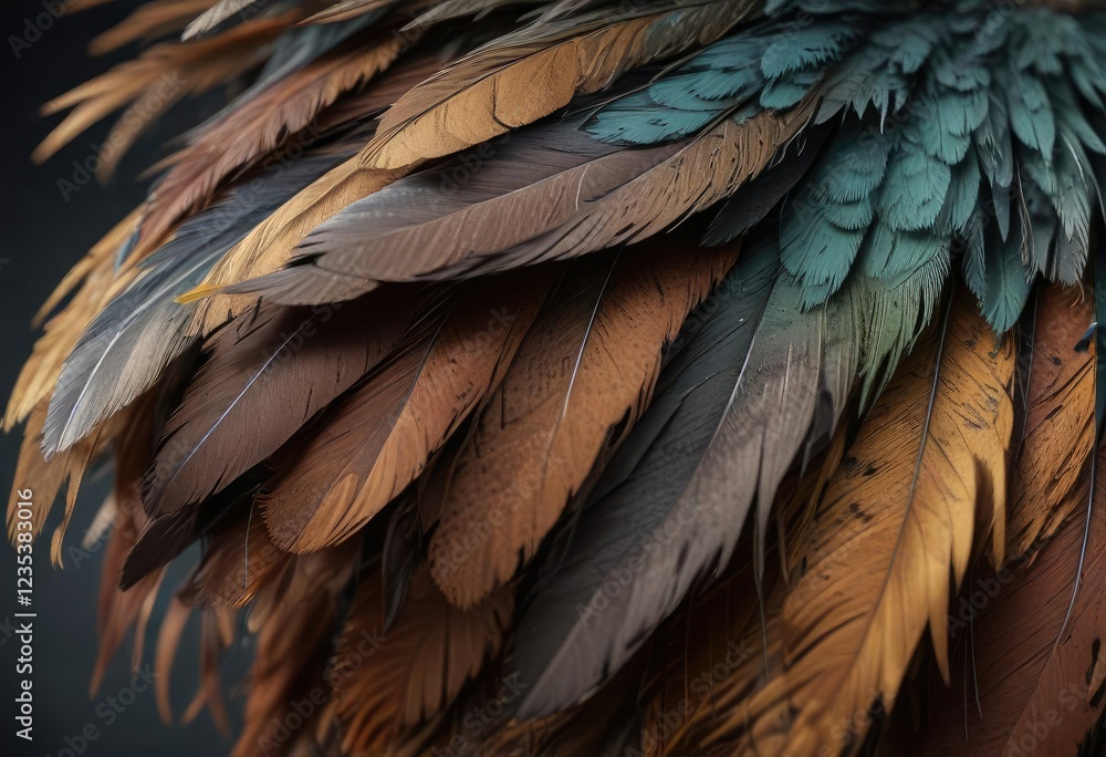 Obraz premium Detailed image of a bird's feathers and plumage with a blurred background, wildlife, plumage, feather
