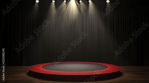 Obraz na płótnie Illuminated Stage Platform with Dark Curtains w salonie