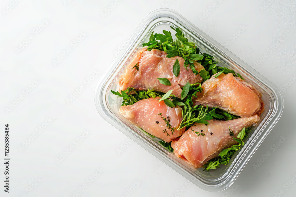 Marinated Chicken Drumsticks with Herbs in a Baking Dish Marinated Chicken Drumsticks with Herbs in a Baking Dish