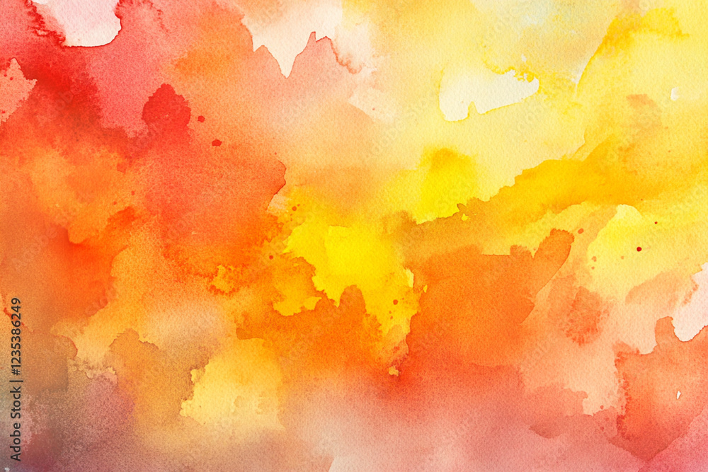 Obraz premium Vibrant blend of warm colors showcasing an abstract watercolor painting with rich textures and fluidity