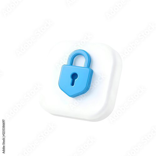 white 3d padlock icon, high quality png isolated on transparent background
