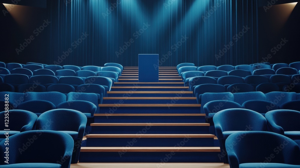 Fototapeta premium Empty theater seats ascending to a stage