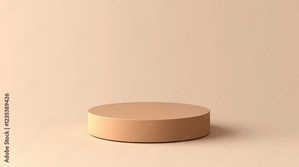 A single cylindrical platform on a beige background A single cylindrical platform on a beige background