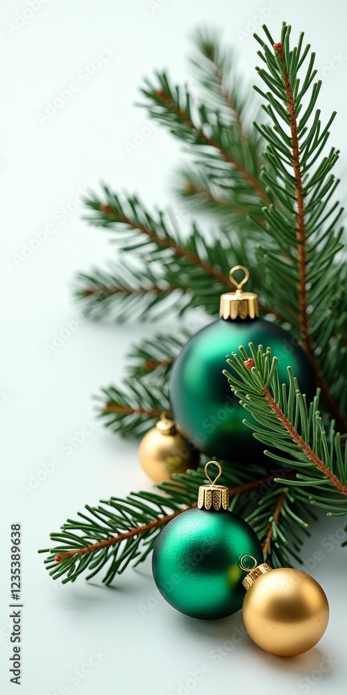 Festive ornaments on a Christmas tree, evoking joy and holiday cheer Festive ornaments on a Christmas tree, evoking joy and holiday cheer