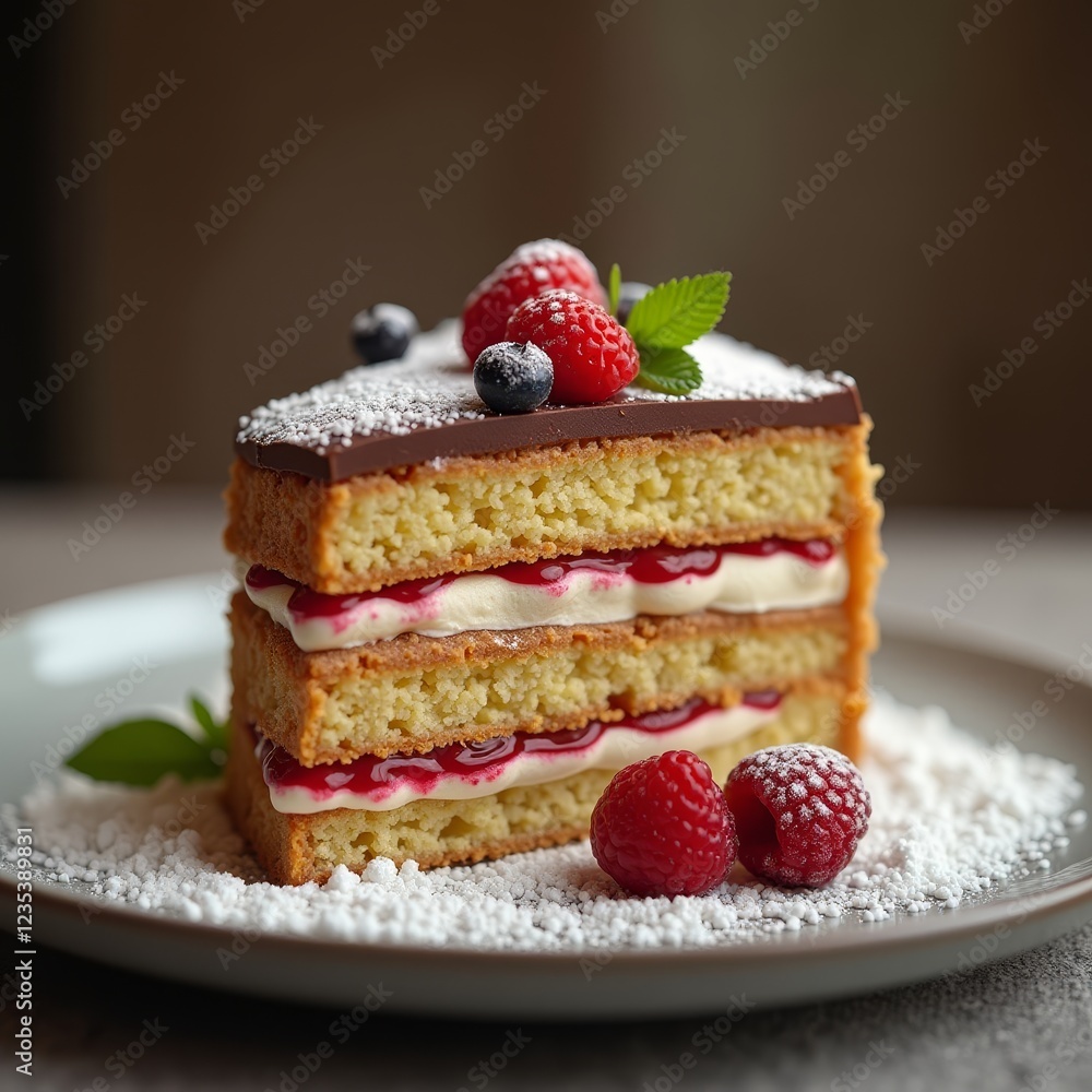 A sweet treat with layers of cake, cream, and fruit A sweet treat with layers of cake, cream, and fruit