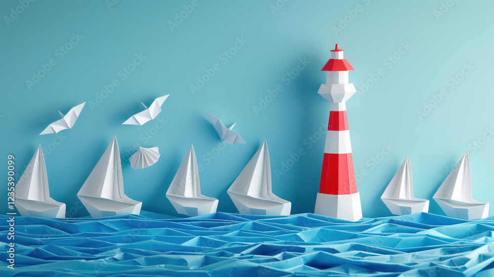 Naklejka premium lighthouse with boat