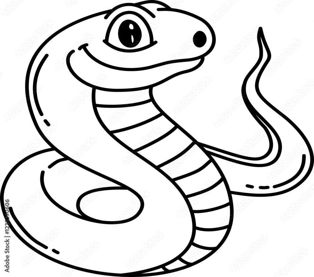 Fototapeta premium Hand drawn snake cartoon doodle outline
