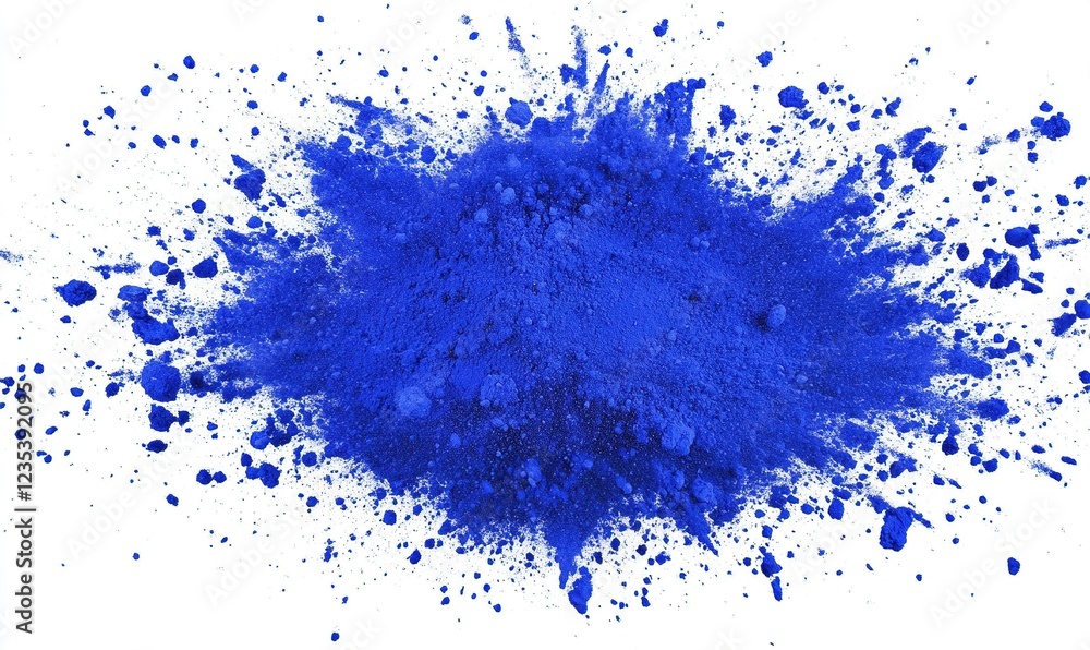 Fototapeta premium Blue powder explosion on white background, ideal for vibrant design projects (1)