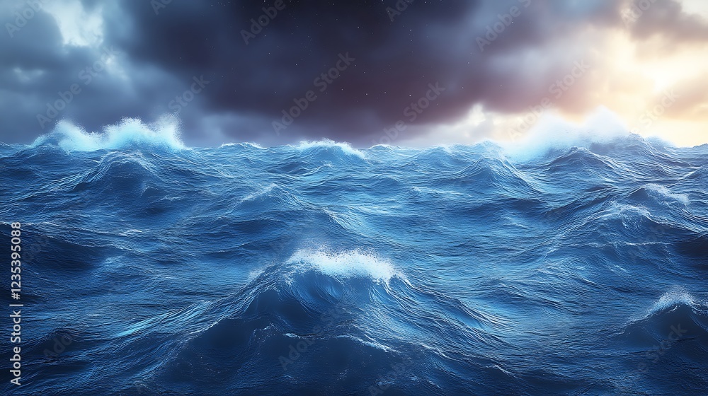 Fototapeta premium Dramatic Ocean Waves Under a Stormy Sky