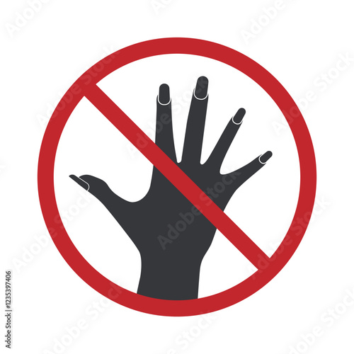 Isolated prohibition sign indicating 'do not long nails,' representing a ban on growing long nails in certain areas.