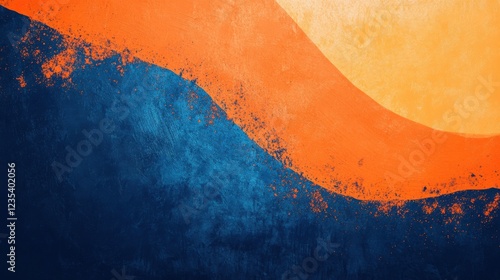 Abstract Blue Orange Textured Paint Background
