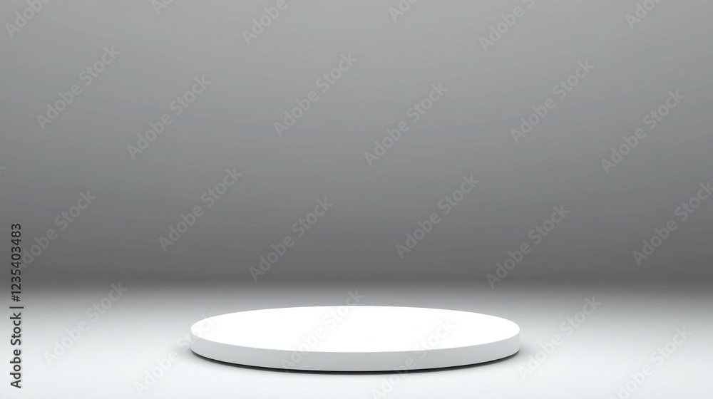 A White Circular Platform on a Gray Background A White Circular Platform on a Gray Background