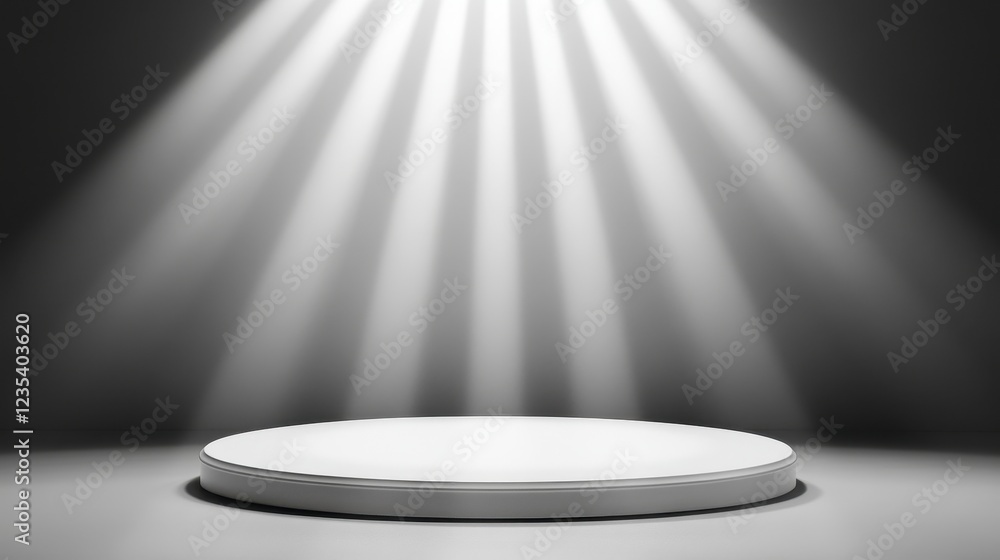Illuminated Circular Platform Under Spotlight Rays Illuminated Circular Platform Under Spotlight Rays