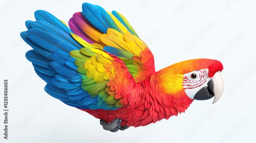 Obraz premium Colorful Macaw Parrot in Flight with Vibrant Feather Display